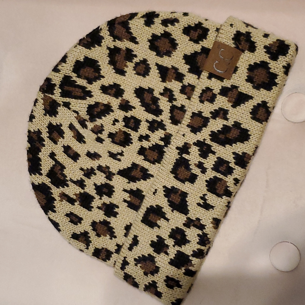 CC leopard print beanie